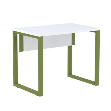 Imagem de Mesa Escritório P25 Tub Pandin 90 Cm (larg) Tampo Mdp Branco Pé Aço Tubular Verde Mirô