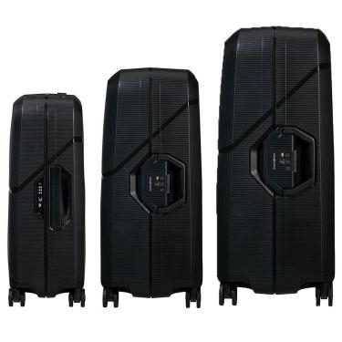 Imagem de Conjunto De Malas Magnum Eco Samsonite Polipropileno Cadeado Tsa 4 Rodas Duplas Preto P-M-G