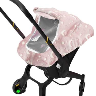 Imagem de Capa universal para assento de carro de bebê de flanela macia com janela de malha respirável para recém-nascido menina menino (rosa)