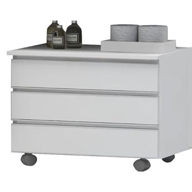 Imagem de Gabinete Banheiro JOIA 60cm com rodinhas e puxador aluminio (Madeirado/Preto)