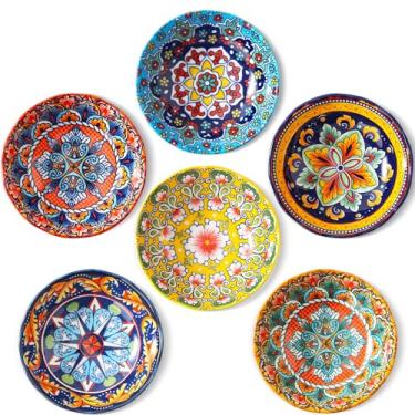 Imagem de NTKOW Tigelas de cerâmica estilo boêmio de 6 peças - Tigelas de imersão de 10 cm, 4,4 ozAdequado para acompanhamentos, condimentos, molho de soja, ketchup, aperitivos e lanches. Seguro para uso em