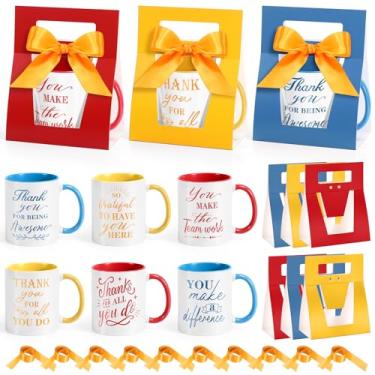 Imagem de LemonRoad 6 conjuntos de presentes de agradecimento de funcionários Caneca de agradecimento de 340 g com caixas de caneca fita de apreciação inspiradora xícara de café de cerâmica para Natal