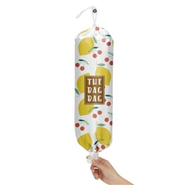 Imagem de IHopes+ Suporte de saco de plástico, organizador de sacolas de compras estilo country reutilizável e lavável, para decoração de cozinha doméstica, viagem, acampamento, use 1 pacote, padrão de limão e