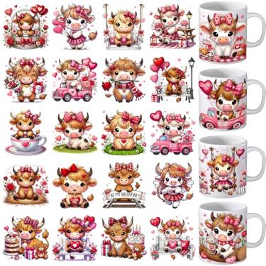 Imagem de Envoltório de copo UV DTF - 24 folhas de envoltório de copo UV DTF para caneca de vaca gato gnomo Uvdtf decalques à prova d'água esfregar ferro em transferência para copos de vidro artesanato de