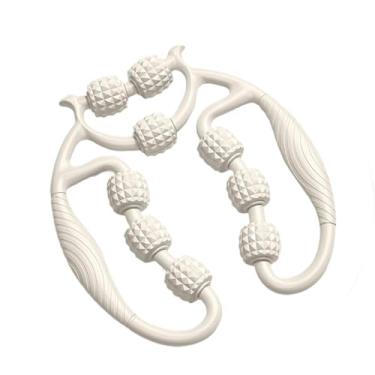 Imagem de ChuYiElegance Rolo de Massagem para Pernas com 9 Rodas, Ferramenta Portátil de Massagem de Tecidos Profundos, Multifuncional, Portátil, para Exercícios de Condicion, Branco, Tamanho real