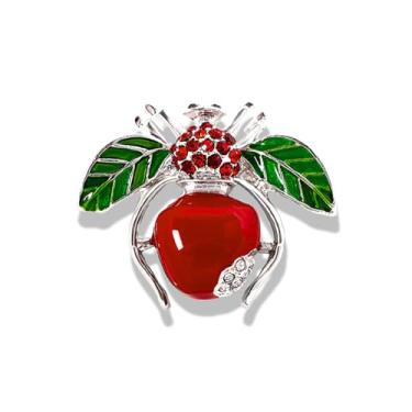 Imagem de RLHRNDE Broche vintage cristal fruta inseto para mulheres homens outono pinha morango limão broches esmaltados banhado a ouro festa de casamento baile de ação de graças joias presente, Medium, Metal