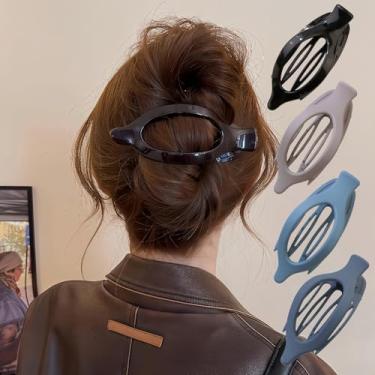 Imagem de Pacote com 8 grampos de cabelo planos foscos, sem vincos, grampos de garra de bico de pato para mulheres, presilhas grandes para pentear, cabelo grosso e fino e uso em salão de beleza