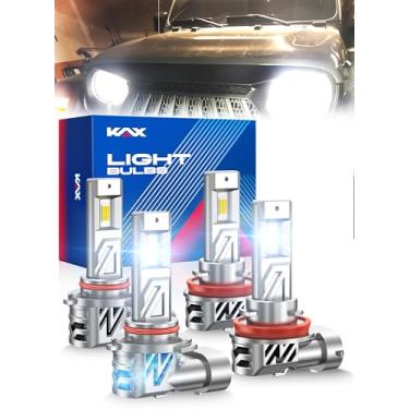 Imagem de KAX 2025 10X Brightener 9005 H11 Lâmpadas LED Combo para proprietários de carros, 100000Lm HB3 H9 para motoristas à noite, H11 durante mau tempo, HB3 H8 1:1 Tamanho real, 100.000 horas de vida útil