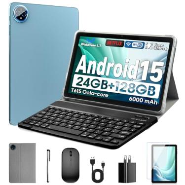 Imagem de Tablet de 10 polegadas, tablet Android 15 com 24 GB de RAM + 128 GB de ROM (1 TB expansível), Octa-Core, tela sensível ao toque 1280 x 800 IPS HD, câmera dupla de 5 MP + 8 MP, 6000 mAh, tablet com