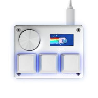 Imagem de SAYODEVICE Teclado O3C com efeito Hall de gatilho rápido adequado para OSU e teclado macro de jogo de ritmo geométrico com interruptores lineares magnéticos (prateado, interruptor branco Gateron KS-20