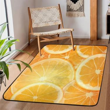 Imagem de Tapete para sala de estar, lavável na máquina, amarelo limão, laranja, realismo, tapete antiderrapante, tapete macio para sala de estar, quarto, sala de jantar, berçário, cozinha, decoração de casa
