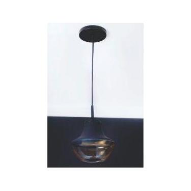 Imagem de Pendente Vidro Âmbar Acabamento Preto 387 - ILUMINAMUNDO