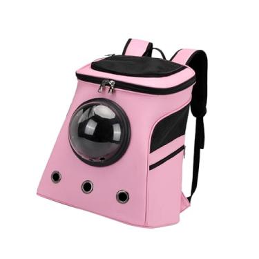 Imagem de IEUDNS Gato mochila transportadora saco de viagem fecho zíper superior couro do plutônio pet viagem transportadora pequeno cão mochila para caminhadas pesca, ROSA