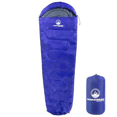 Imagem de Saco de dormir Mummy – Saco de dormir para adultos resistente à água para clima frio avaliado até -12 °C – Capuz com cordão – Equipamento de acampamento da Wakeman Outdoors (azul)