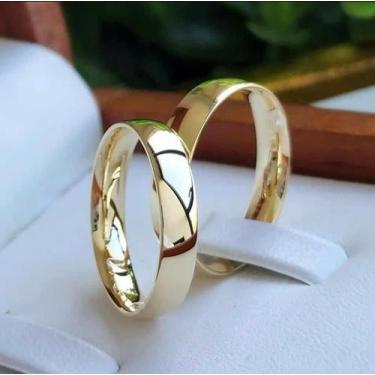 Imagem de Par de Aliancas Diana Ouro 18k c 3 mm e solitario semi joia de present
