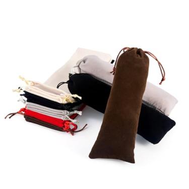 Imagem de 10 bolsas retangulares de veludo com cordão para óculos 21,5 x 7,5 x 0,4 cm, sacos de embalagem de joias para festa de casamento, presentes de embrulho, faça você mesmo, embalagem de óculos, cores