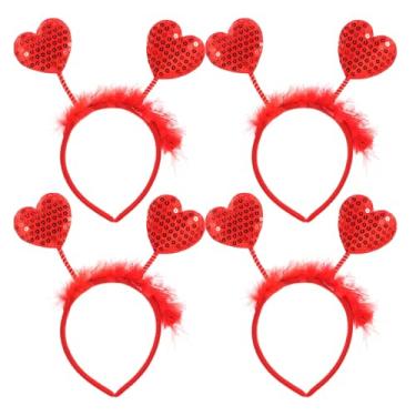 Imagem de JOINPAYA 4 Pcs Red Sequin Heart Headband for Valentine's Day, Sparkling Heart Head Bopper Hair Band for Women Girls, Photo Prop for Wedding, Party, Christmas