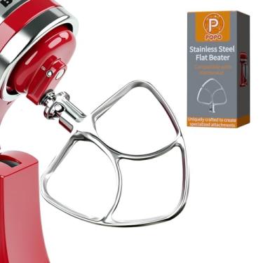 Imagem de Batedeira plana de aço inoxidável compatível com batedeiras de cabeça inclinada KitchenAid de 4,5 a 5 litros, acessório de substituição perfeito para misturar massa de biscoito, massa de bolo, lavável