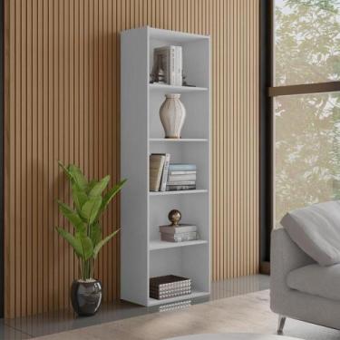 Imagem de Estante Livreiro 4 Prateleiras 185x60 Cm Luiza Branco Reajl Moveis Bra