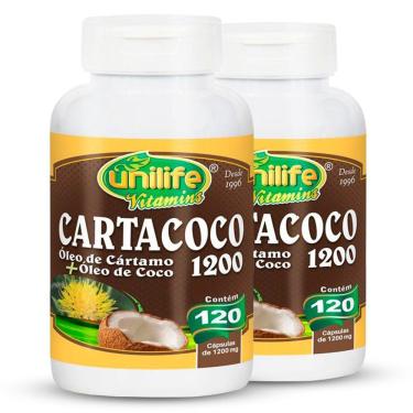 Imagem de Kit 2 Óleo De Cartamo E Coco Cartacoco 1200Mg Unilife