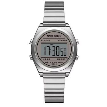 Imagem de Relógio Digital Feminino Com Pulseira De Aço Inoxidável De Quartzo Elegante Prata