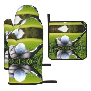 Imagem de Golf Club – Conjunto de cozinha essencial com 3 peças, luvas resistentes ao calor e aderência da tampa, proteção para churrasco no forno, design de armazenamento suspenso.