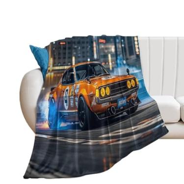 Imagem de HouLaiZhe Cobertor super macio flanela vintage carro vintage JDM pneus queimados cobertores leves refrescantes para sofá-cama cadeira sofá carro viagem ao ar livre leve quente 167,6 cm x 228,6 cm