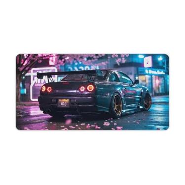 Imagem de HouLaiZhe JDM Tapetes de mesa de carro flores de cerejeira sob a árvore japonesa JDM R33 mouse pads para jogos tapetes de mesa grandes para teclado de mesa tapete de computador 30 x 60 cm
