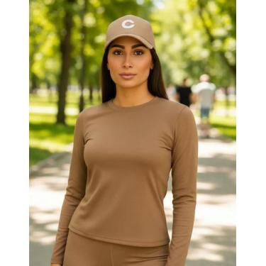 Imagem de Blusa Térmica Feminina Slim Gola Canoa Flanelada Zanca Modas Cor:Marro