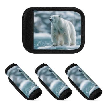 Imagem de Qilmy Pacote com 4 identificadores de bagagem com alça de urso polar fofo para carrinho de bebê, mala de viagem, acessórios de viagem 1341