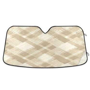 Imagem de Qilmy Marrom Água Buffalo Padrão Xadrez Para-brisa Carro Para-brisa Protetor de Viseira Dobrável Mantém Frio Bloqueia Raios UV e Acessórios para Proteger Carros, SUVs, Caminhões-S958