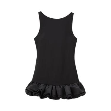 Imagem de Vestido Feminino Sem Mangas Com Babados E Decote O, Vestido Justo Para