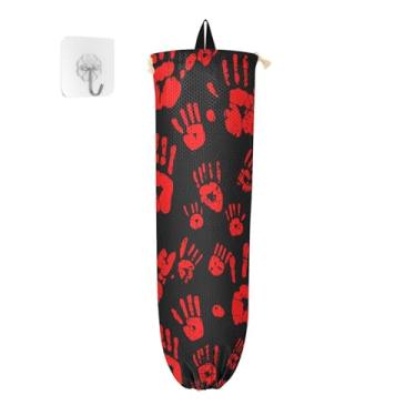 Imagem de xigua Suporte de parede para saco de plástico de Halloween com cordão, pacote com 2, organizador de sacolas de compras reutilizáveis, decoração para bolsas, meias, roupas íntimas e gravatas