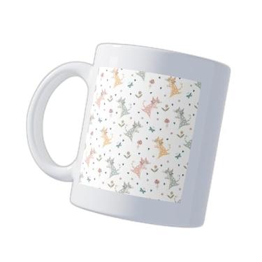 Imagem de Caneca Xícara Café Porcelana 300ml Gatos Borboletas Flores