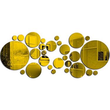 Imagem de 30 PCS Decalques de Espelho Redondo para Parede Adesivos Decorativos Acrílico Removíveis DIY Decorações Casa Quarto Banh