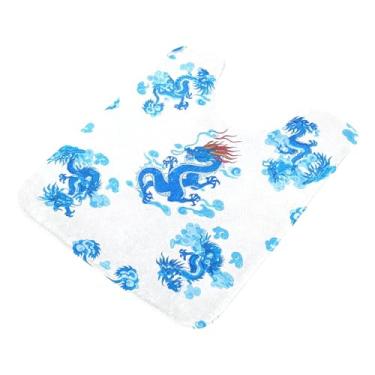 Imagem de Burbuja Tapete de banheiro Blue Dragons, tapete de banho macio absorvente de pelúcia, base antiderrapante para piso de banheiro, oval em forma de U