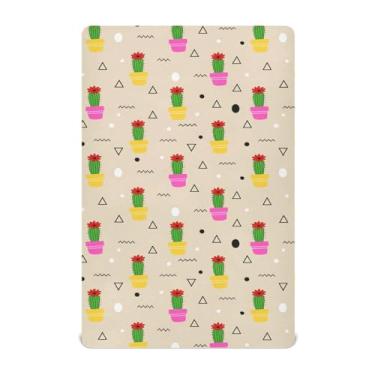 Imagem de STAYTOP Lençóis de berço com planta em vaso de cacto fofo para meninos e meninas, Dia da Independência, 132 x 71 cm, lençol de cama macio e respirável para berço