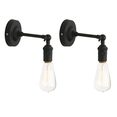 Imagem de Luminária de parede LED, 2 conjuntos de apliques de metal estilo loft para bar, café, corredor e cozinha (cromado)