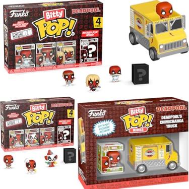 Imagem de Boneco Pop da Marvel da Roman Pool com Dinossauro do Deadpool com chaveiro de bolso preto + 30º item colecionável de 3 itens