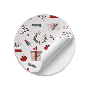 Imagem de Adesivos Redondos Natalinos Guirlanda 25 Unidades para Decoração Festiva - Tamanho 30x30cm