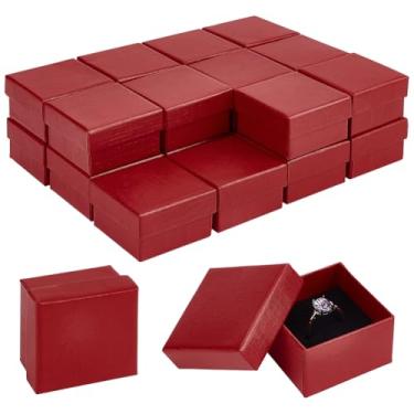 Imagem de BENECREAT 24 pacotes de caixas de presente de joias vermelhas, caixas de joias quadradas de papelão de 5 x 5 x 3 cm com esponja interna para brincos, anéis, colares, pulseiras, embalagem de presente