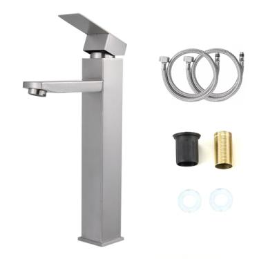 Imagem de Heemli Torneira Banheiro De Mesa Bica Alta 1/4 De Volta Aço Inox 304 Prata(Aço Escovado)