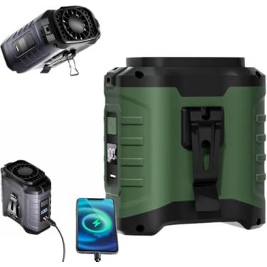 Imagem de Refrigerador de ar vestível, ventilador portátil 5 em 1 de 10000 mAh, 16000 RPM, carregamento USB, à prova de choque e à prova d'água para uso ao ar livre. (verde)