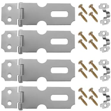 Imagem de Dobradiça Porta Cadeado Fecho Trinco Zincado 6,3cm Para Portão Gaveta Armário | Aliança | Kit 04 Un