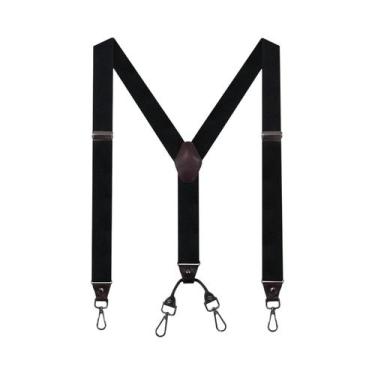 Imagem de Suspensórios Masculinos Reforçados Ajustáveis Com 4 Ganchos Giratórios