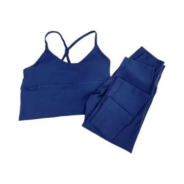 Imagem de Conjunto De Yoga Sexy Feminino Com Costas Cruzadas 2 Peças Roupas De F