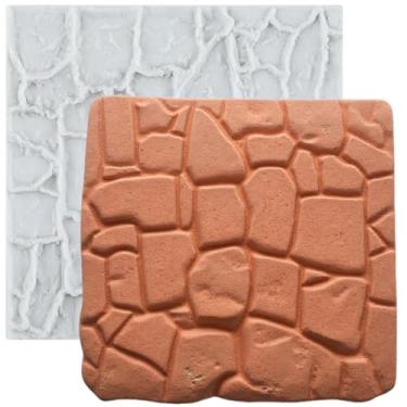 Imagem de MYPRACS Molde de silicone para fondant de textura de pedra para decoração de bolo de açúcar topo de cupcake pasta de goma de chocolate argila de polímero