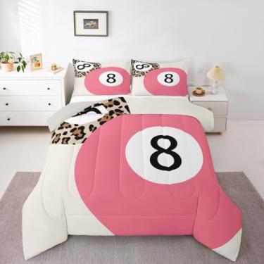 Imagem de Erosebridal Conjunto de edredom feminino moderno, estampa de guepardo, tamanho solteiro, para meninos e meninas, edredom de 8 bolas, coquete da sorte, Y2K, rosa, estética