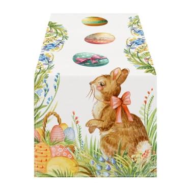 Imagem de Toalha De Mesa Coelho Da Páscoa - 183 x 33 cm Decorações Retangulares Coloridas de Primavera,Faixa de Mesa de Coelho,Para Aniversário Festa Feriado Casa Restaurante Piquenique