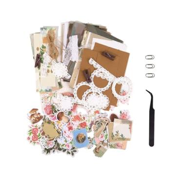 Imagem de Kit completo de suprimentos para scrapbook de 313 peças, papel vintage para scrapbook e adesivos de flores da natureza, kit de suprimentos de scrapbook para diário, enfeites de scrapbook, agenda